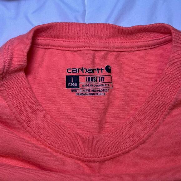 Carhartt Men’s Pocket T-Shirt Size Large L Bright Orange Workwear Tee USA - Picture 4 of 6